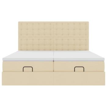 Ottoman-Bett mit Matratzen & LEDs Creme 200x200 cm Stoff