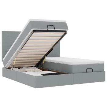 Ottoman-Bett mit Matratzen Hellgrau 180x200 cm Stoff
