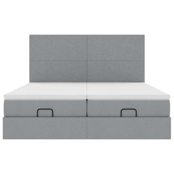 Ottoman-Bett mit Matratzen Hellgrau 180x200 cm Stoff