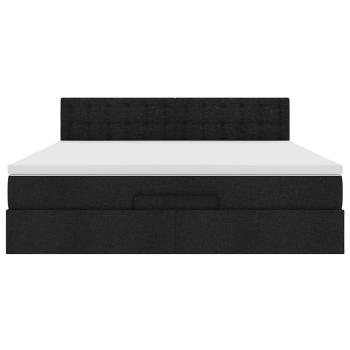 Ottoman-Bett mit Matratze Schwarz 160x200 cm Stoff