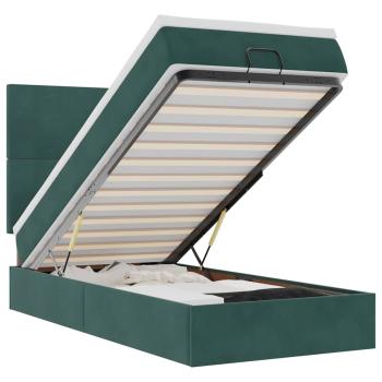 Ottoman-Bett mit Matratzen Dunkelgrün 80x200 cm Samt