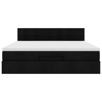 Ottoman-Bett mit Matratze Schwarz 180x200 cm Stoff