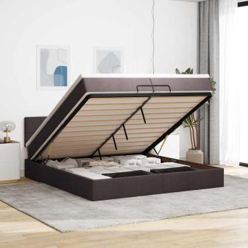 ARDEBO.de - Ottoman-Bett mit Matratze Dunkelbraun 200x200 cm Stoff