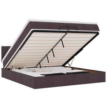 Ottoman-Bett mit Matratze Dunkelbraun 200x200 cm Stoff