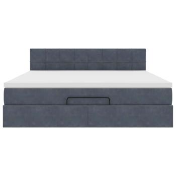 Ottoman-Bett mit Matratze Dunkelgrau 180x200 cm Samt