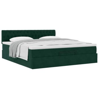Ottoman-Bett mit Matratze Dunkelgrün 180x200 cm Samt