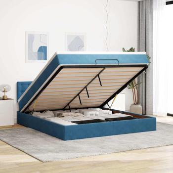ARDEBO.de - Ottoman-Bett mit Matratze Dunkelblau 180x200 cm Samt