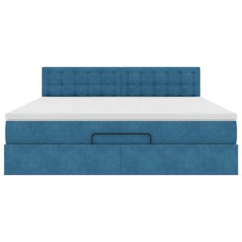 Ottoman-Bett mit Matratze Dunkelblau 180x200 cm Samt