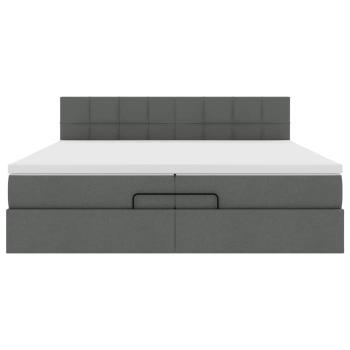 Ottoman-Bett mit Matratze Dunkelgrau 200x200 cm Stoff