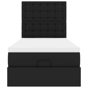 Ottoman-Bett mit Matratze Schwarz 80x200 cm Kunstleder