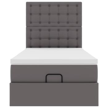 Ottoman-Bett mit Matratze Grau 90x200 cm Kunstleder