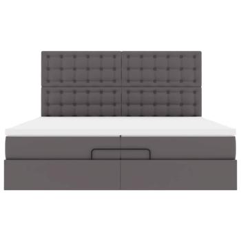 Ottoman-Bett mit Matratzen Grau 200x200 cm Kunstleder
