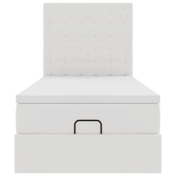 Ottoman-Bett mit Matratze Weiß 90x190 cm Kunstleder