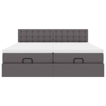 Ottoman-Bett mit Matratzen Grau 200x200 cm Kunstleder