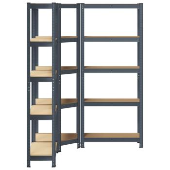 ARDEBO.de - Regal-Set 5 Böden 3-tlg. Anthrazit Stahl & Holzwerkstoff