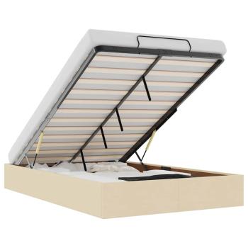 Ottoman-Bett ohne Matratze Creme 120x200 cm Stoff