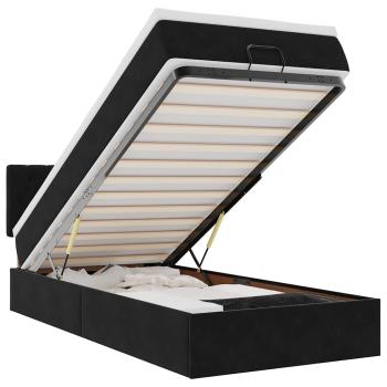 Ottoman-Bett mit Matratze Schwarz 90x200 cm Samt