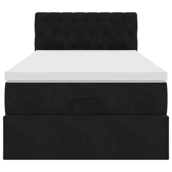 Ottoman-Bett mit Matratze Schwarz 90x200 cm Samt