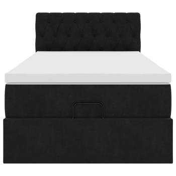 Ottoman-Bett mit Matratze Schwarz 80x200 cm Samt