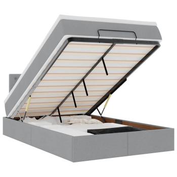 Ottoman-Bett mit Matratze Hellgrau 120x200 cm Stoff