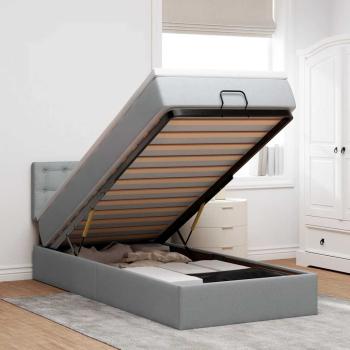 ARDEBO.de - Ottoman-Bett mit Matratze Hellgrau 90x190 cm Stoff