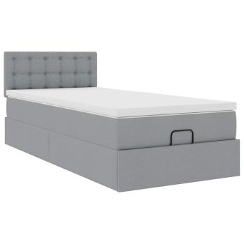 Ottoman-Bett mit Matratze Hellgrau 90x190 cm Stoff