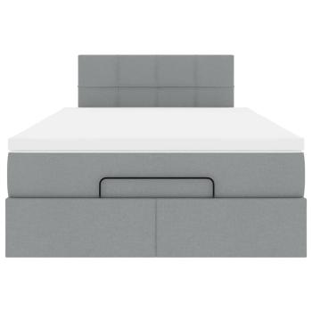 Ottoman-Bett mit Matratze Hellgrau 120x190 cm Stoff
