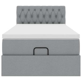 Ottoman-Bett mit Matratze Hellgrau 90x200 cm Stoff