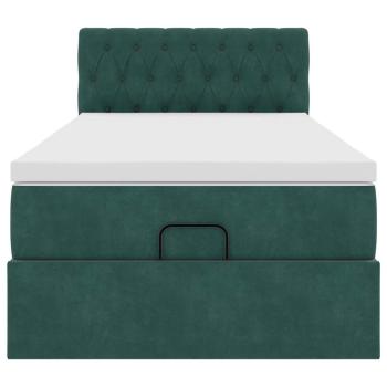 Ottoman-Bett mit Matratze Dunkelgrün 90x190 cm Samt