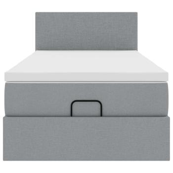 Ottoman-Bett mit Matratze Hellgrau 100x200 cm Stoff