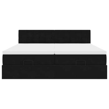 Ottoman-Bett mit Matratzen Schwarz 160x200 cm Samt
