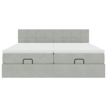 Ottoman-Bett mit Matratzen Hellgrau 180x200 cm Samt