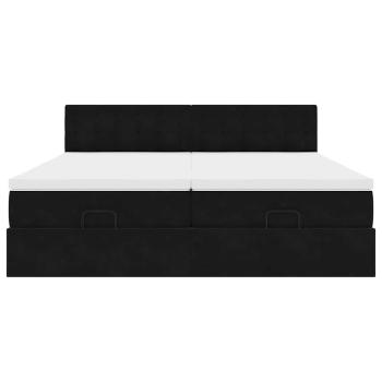 Ottoman-Bett mit Matratzen Schwarz 180x200 cm Samt