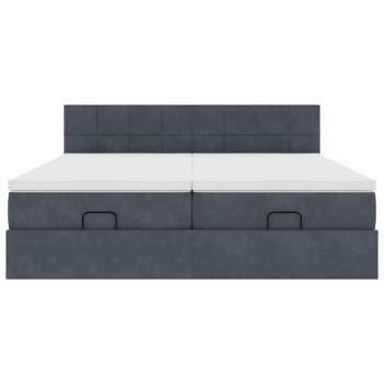 Ottoman-Bett mit Matratzen Dunkelgrau 160x200 cm Samt