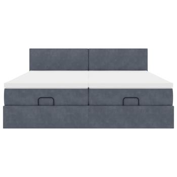 Ottoman-Bett mit Matratzen Dunkelgrau 180x200 cm Samt