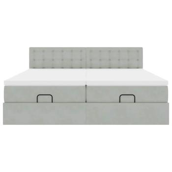 Ottoman-Bett mit Matratzen Hellgrau 160x200 cm Samt