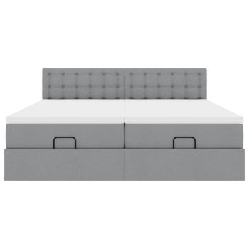 Ottoman-Bett mit Matratzen Hellgrau 200x200 cm Stoff