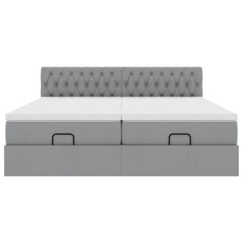 Ottoman-Bett mit Matratzen Hellgrau 160x200 cm Stoff