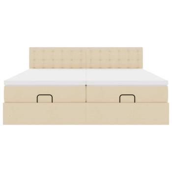 Ottoman-Bett mit Matratzen Creme 160x200 cm Stoff