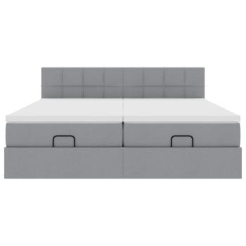 Ottoman-Bett mit Matratzen Hellgrau 160x200 cm Stoff