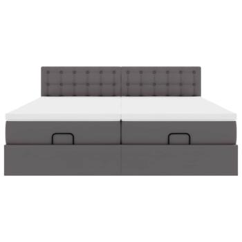 Ottoman-Bett mit Matratzen Grau 180x200 cm Kunstleder