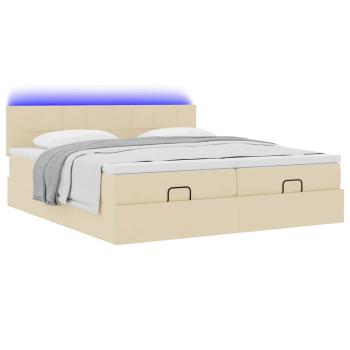 ARDEBO.de - Ottoman-Bett mit Matratzen Creme 180x200 cm Stoff