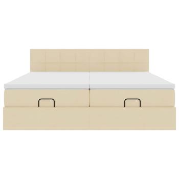 Ottoman-Bett mit Matratzen Creme 180x200 cm Stoff