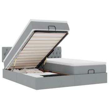 Ottoman-Bett mit Matratzen Hellgrau 160x200 cm Stoff