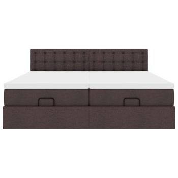 Ottoman-Bett mit Matratzen Dunkelbraun 200x200 cm Stoff
