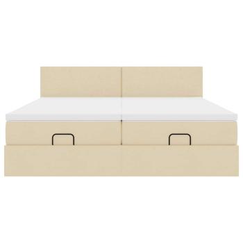 Ottoman-Bett mit Matratzen Creme 200x200 cm Stoff