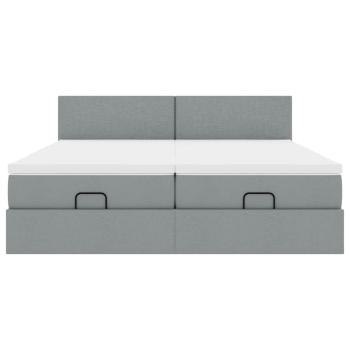 Ottoman-Bett mit Matratzen Hellgrau 160x200 cm Stoff