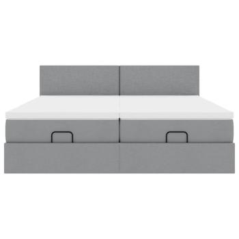 Ottoman-Bett mit Matratzen Hellgrau 180x200 cm Stoff