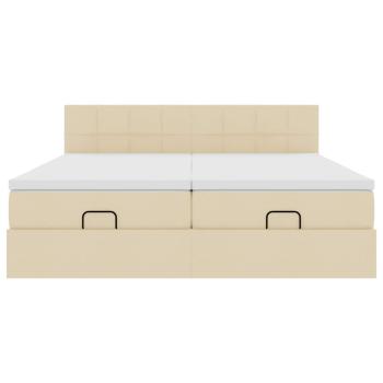 Ottoman-Bett mit Matratzen Creme 160x200 cm Stoff