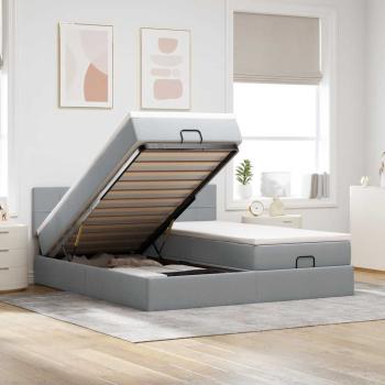 ARDEBO.de - Ottoman-Bett mit Matratzen Hellgrau 180x200 cm Stoff
